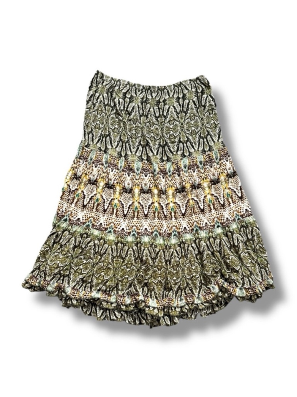 Multicolor Bohemian Ruffle Hem Midi Skirt Women’s Size 2X Hippie Fall